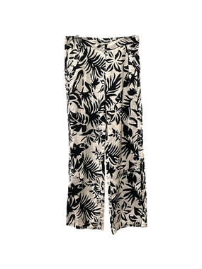 Womens Sao Paulo Size 6 Linen Trousers Tropical Print Black and White Resortwear